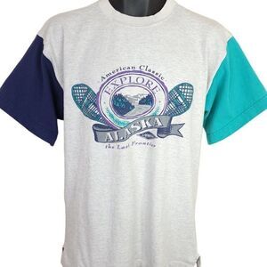 Explore Alaska T Shirt Vintage 90s The Last Frontier Yukon Made In USA Mens